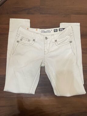 Miss Me Y2K white Skinny Jeans bedazzled embroidered stitched